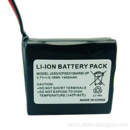 Lithium Polymer Battery Pack with 3.7V Voltage, 1,400mAh Capacity